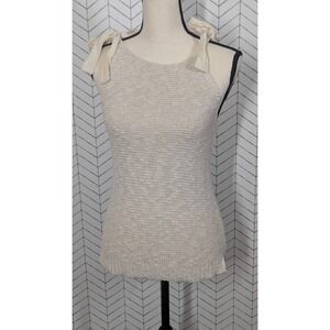 Madewell Shirt Women Small Ivory Crochet Tank Top Ribbon Cottagecore Festival